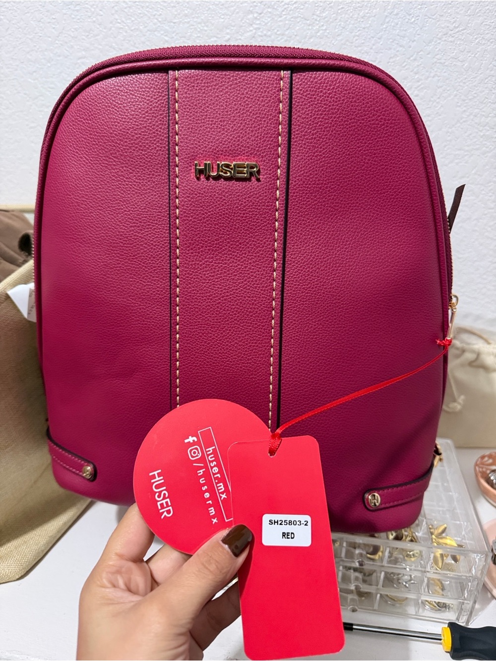 Plum Leatherette Backpack - Stylish Women's Bag